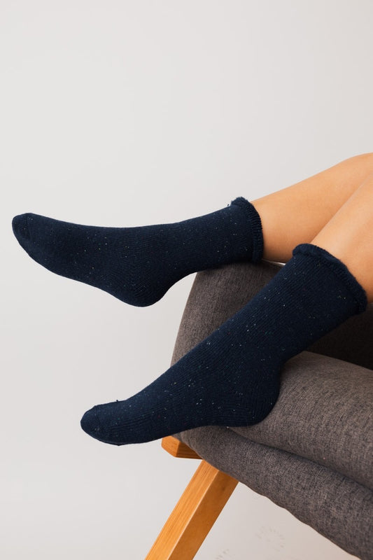 Speckled Navy Crew Socks