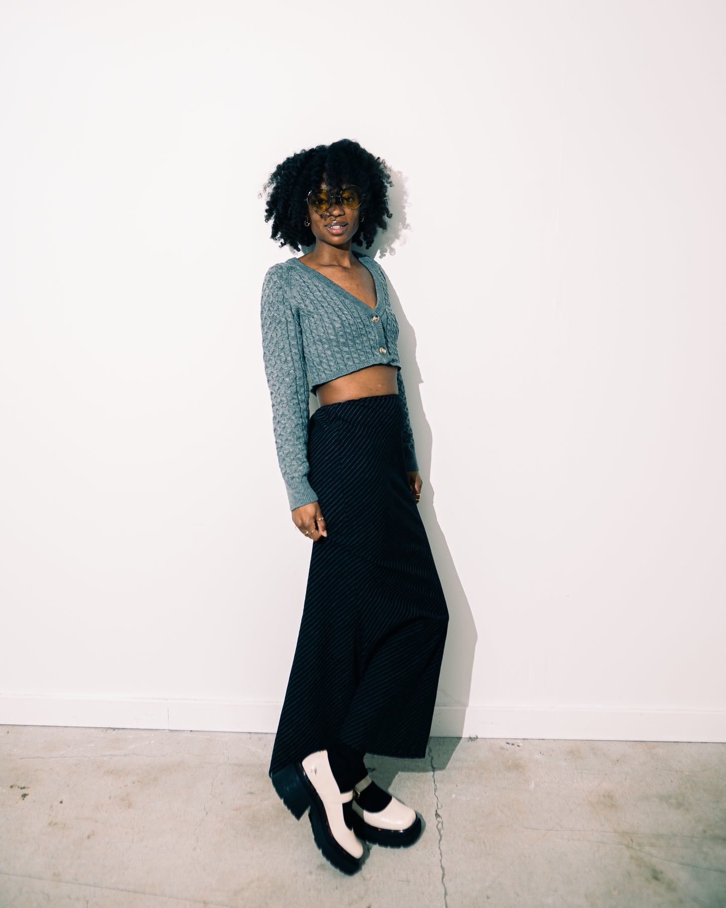 Fin Stripe Bias Cut Maxi Skirt