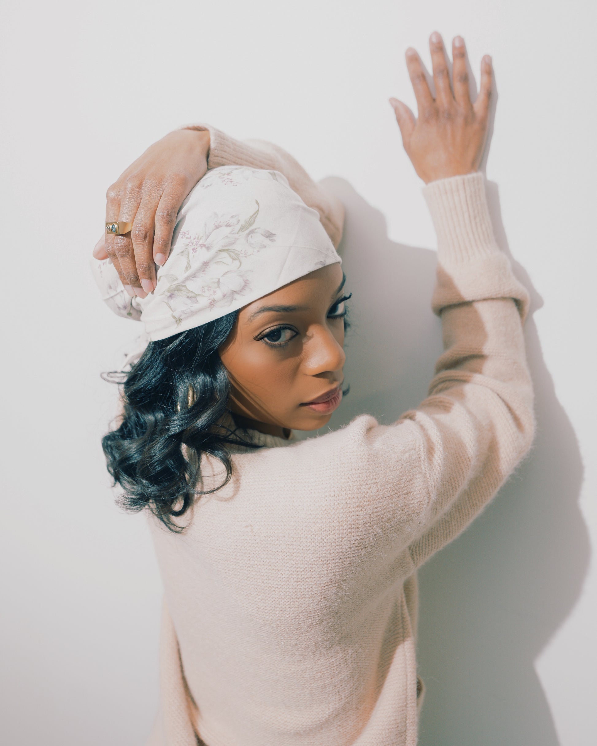 TMC Vintage Floral Ivory Scarf 1