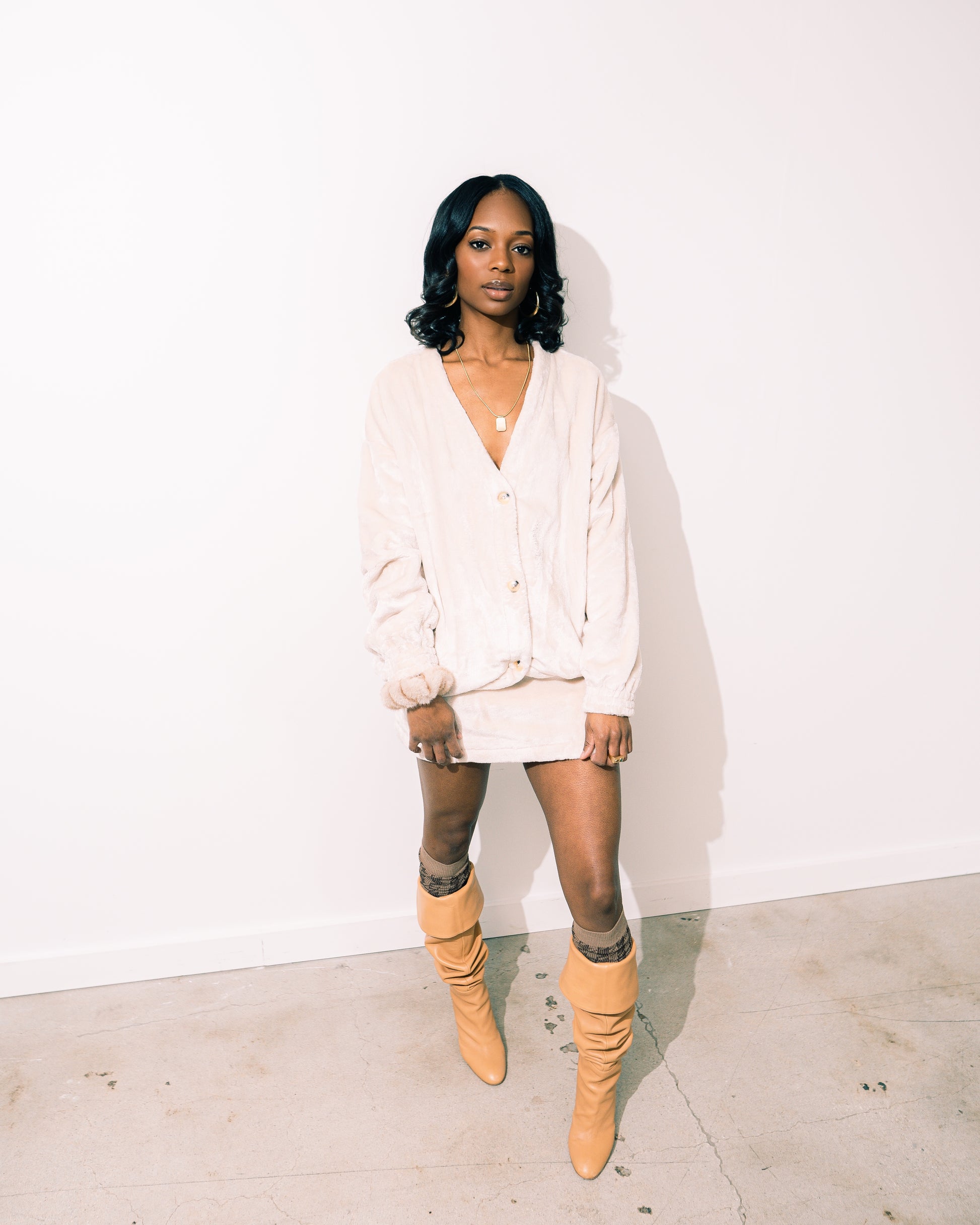 The Mink Set 1--Skirt and cardigan