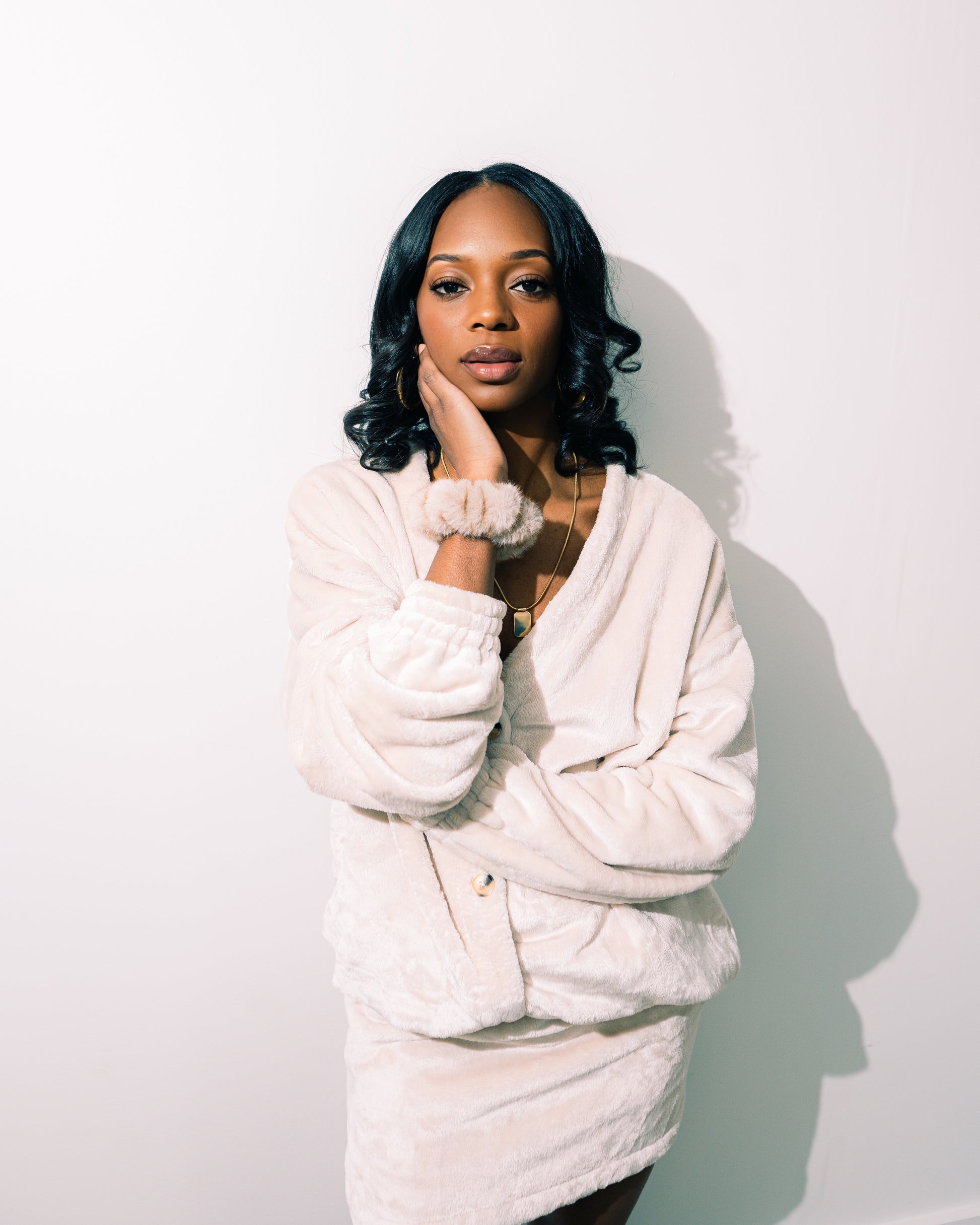 The Mink Set 2-skirt and cardigan