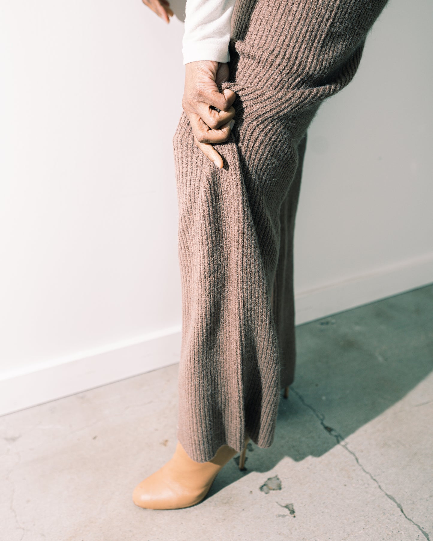 Showing beautiful knit detail of Too Cozy Jumpsuit