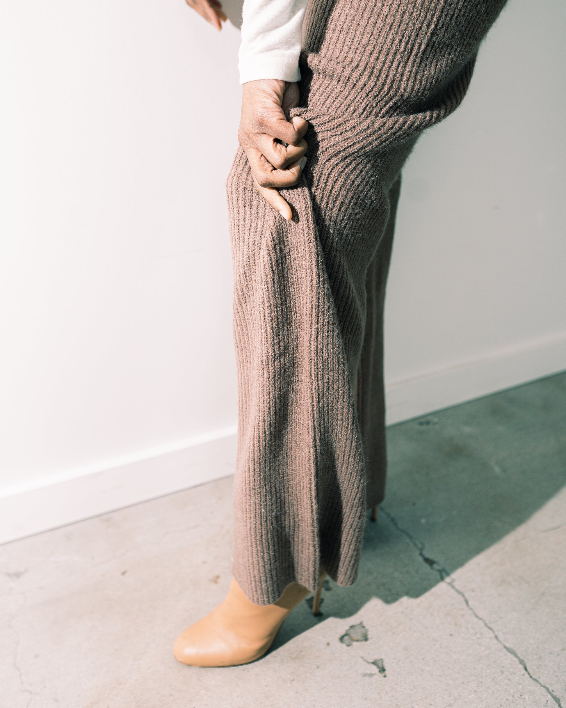 Showing beautiful knit detail of Too Cozy Jumpsuit