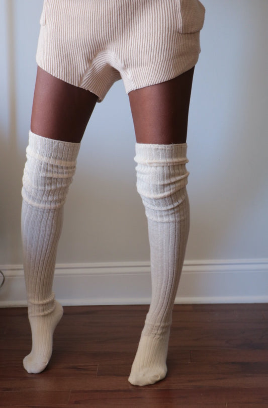 Over the Moon Cream Socks